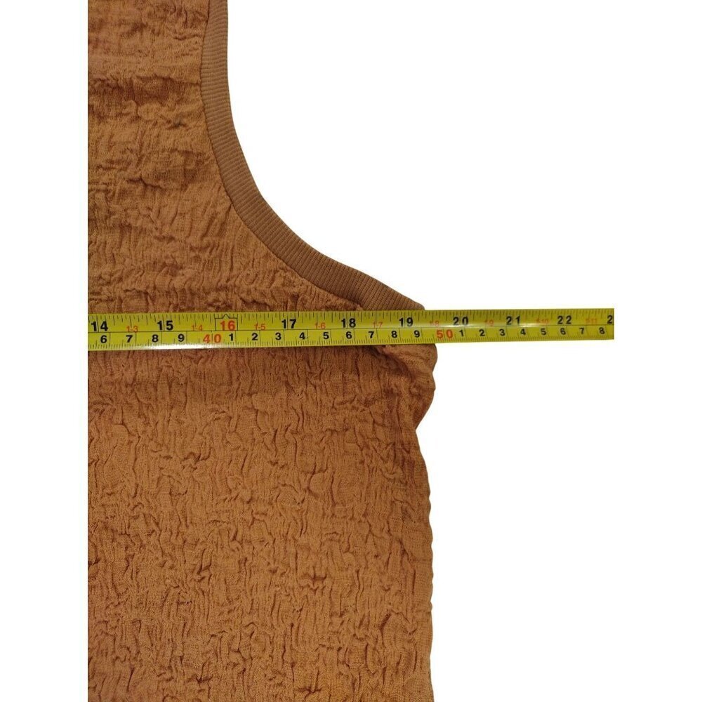 DKNY Textured Sleeveless Mustard Yellow Tank Top Womens L Cotton Blend. - Picture 6 of 7